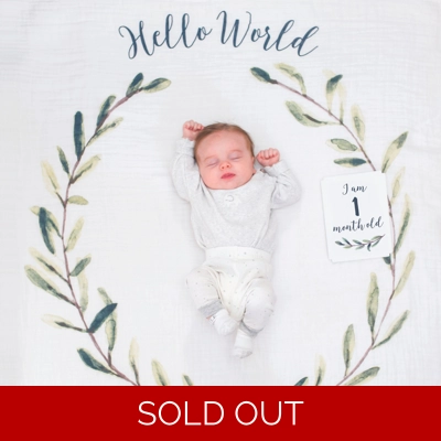 Lulujo Hello World Milestone Blanket